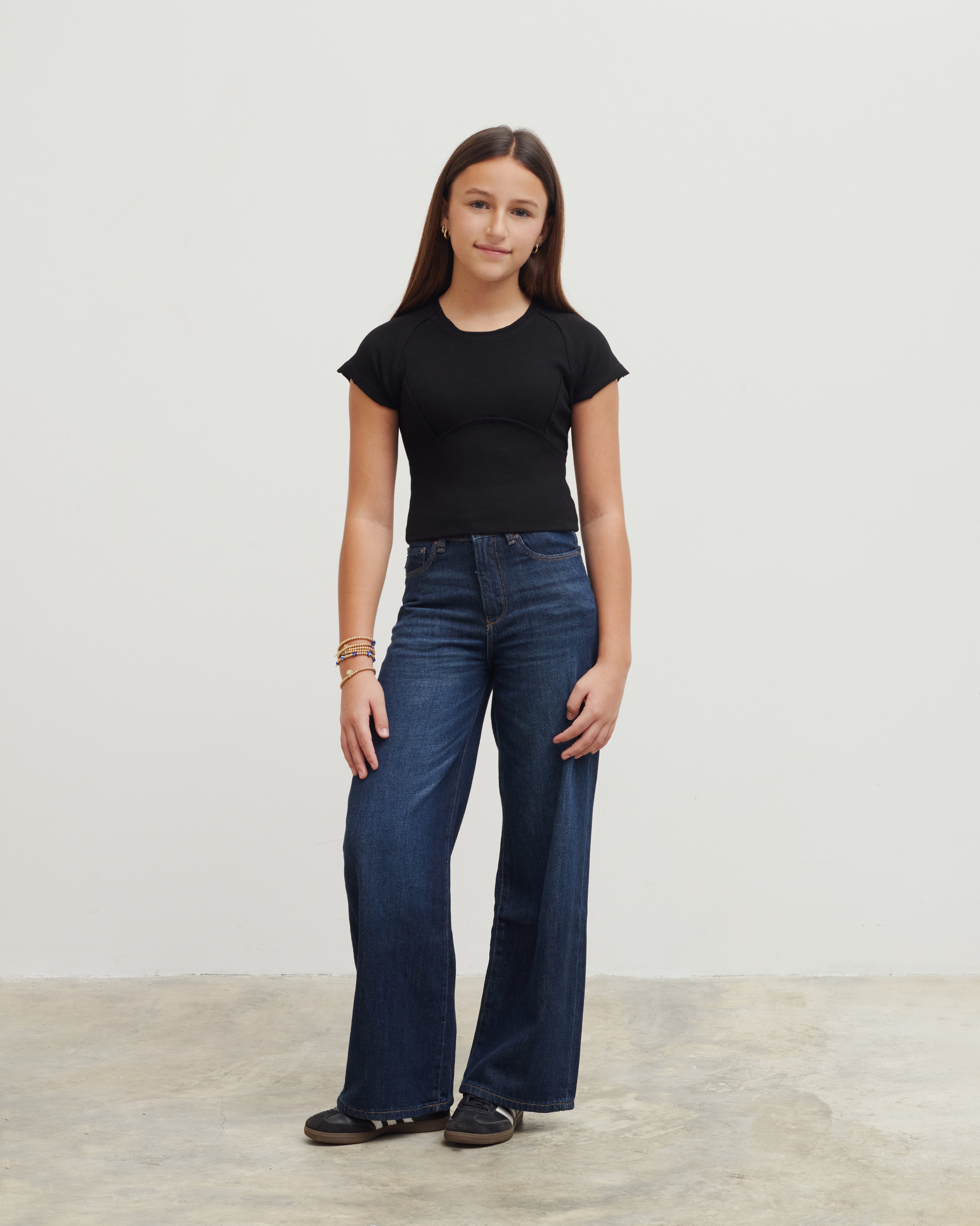 Rayon Rib Cap Sleeve Baseball Tee - Black