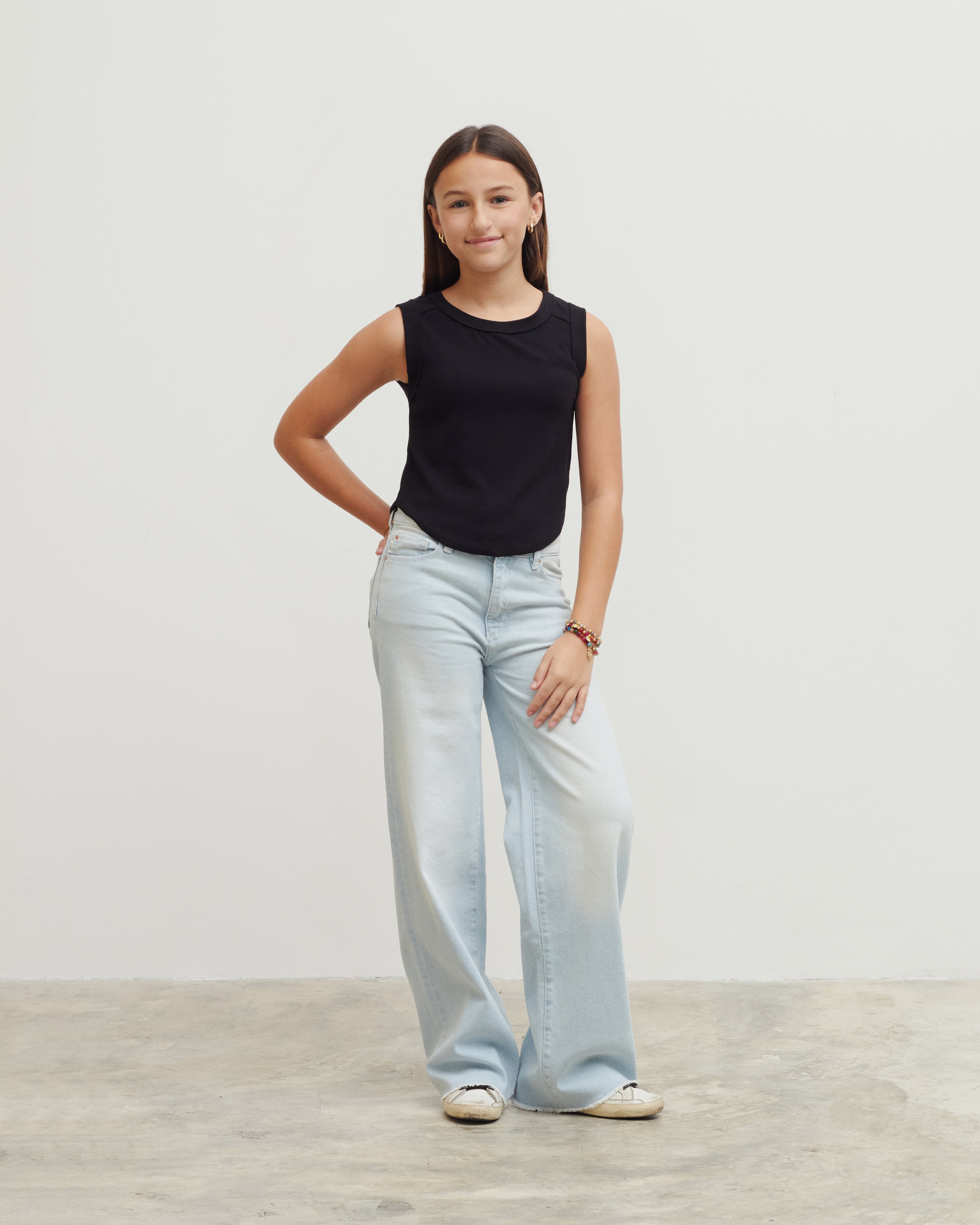 Ribbed Exposed Seam Tank Top - Black